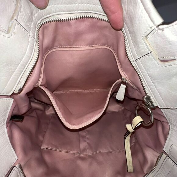 Coach Audrey Leigh Laser Cut Perforated White Leather Slim Tote Brand Call Out C - Picture 6 of 7